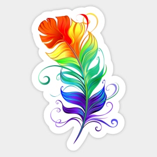 Fluffy Rainbow Feather Sticker